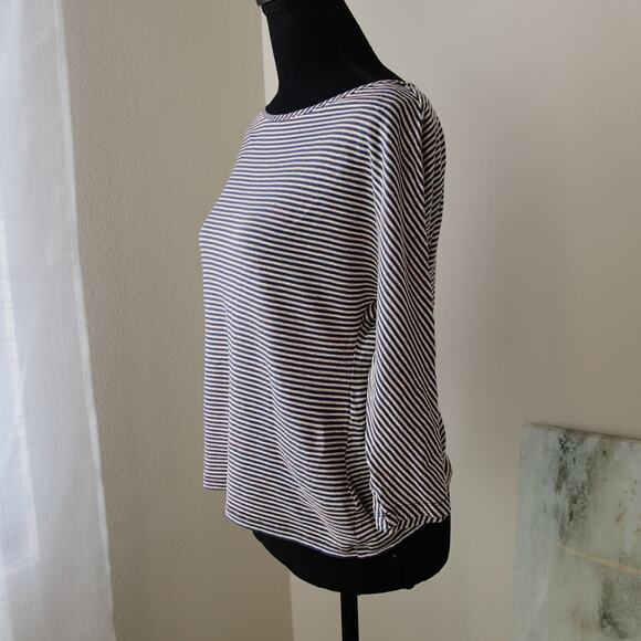 ST. JOHN Collection Striped Linen Blend Jersey Top size XS - Picture 3 of 6